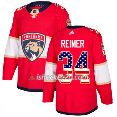 Mænd NHL Florida Panthers Trøje James Reimer 34 Adidas 2017-2018 Rød USA Flag Fashion Authentic